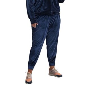 Fabletics Plus Size Athletic Luxe Velour jogger pants Navy Blue pockets Size 2X